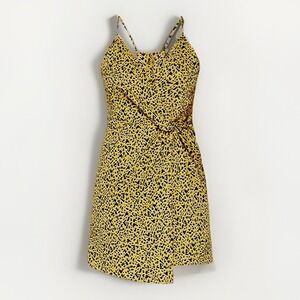 BCBGenteration | Yellow Faux Wrap Mini Dress Sz 0 Animal Print